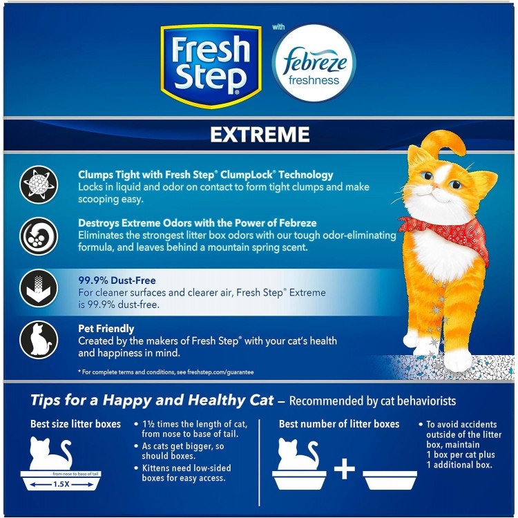 Fresh Step Clumping Cat Litter, Extreme, Long Lasting Odor Control Kitty Litter with Activated Charcoal, Low Dust Formula, 14 lb