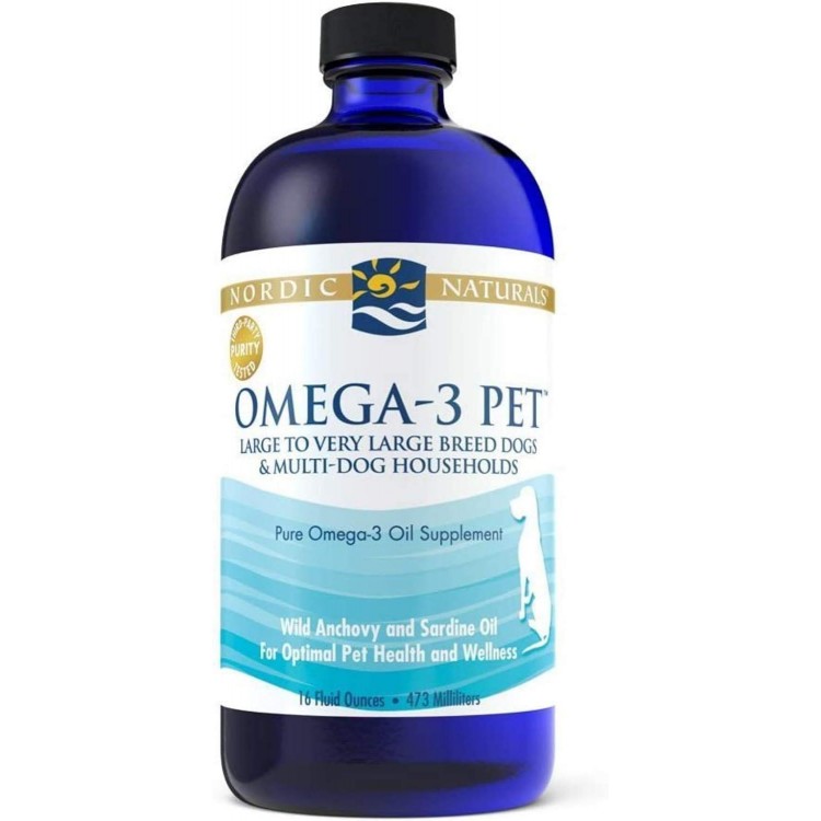 Nordic Naturals Omega-3 Pet, Unflavored - 16 oz - 1518 mg Omega-3 Per Teaspoon - Fish Oil for Large to Very Large Dogs with EPA & DHA - Promotes Heart, Skin, Coat, Joint, & Immune Health