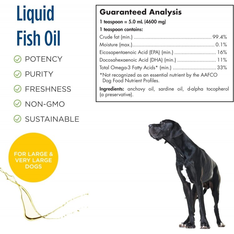 Nordic Naturals Omega-3 Pet, Unflavored - 16 oz - 1518 mg Omega-3 Per Teaspoon - Fish Oil for Large to Very Large Dogs with EPA & DHA - Promotes Heart, Skin, Coat, Joint, & Immune Health