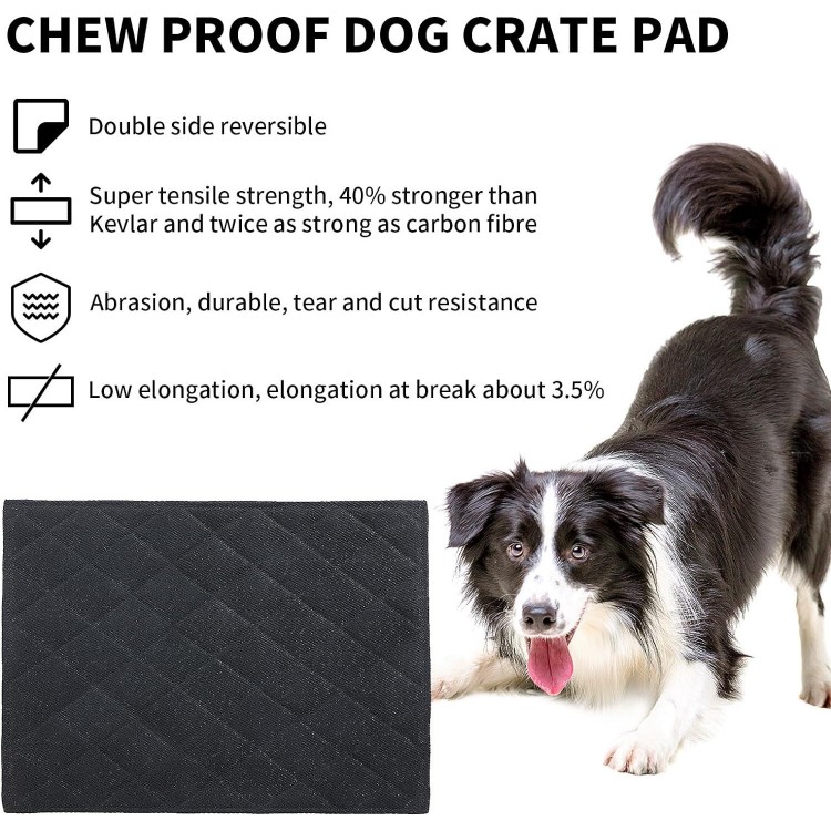 HOMBYS Chew Proof Dog Crate Pad Mat, 23x17 Indestructible Kennel Pad for Aggressive Chewers, Durable and Water Resistant Teething Puppy Crate Mats for Dogs Cages