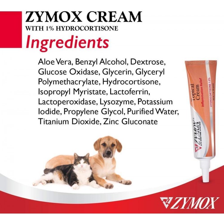 Zymox Veterinarian Strength Topical Cream with 1% Hydrocortisone for Dogs and Cats, 1oz