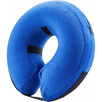 BENCMATE Protective Inflatable Collar for Dogs and Cats - Soft Pet Recovery Collar Does Not Block Vision E-Collar (Medium, Blue)