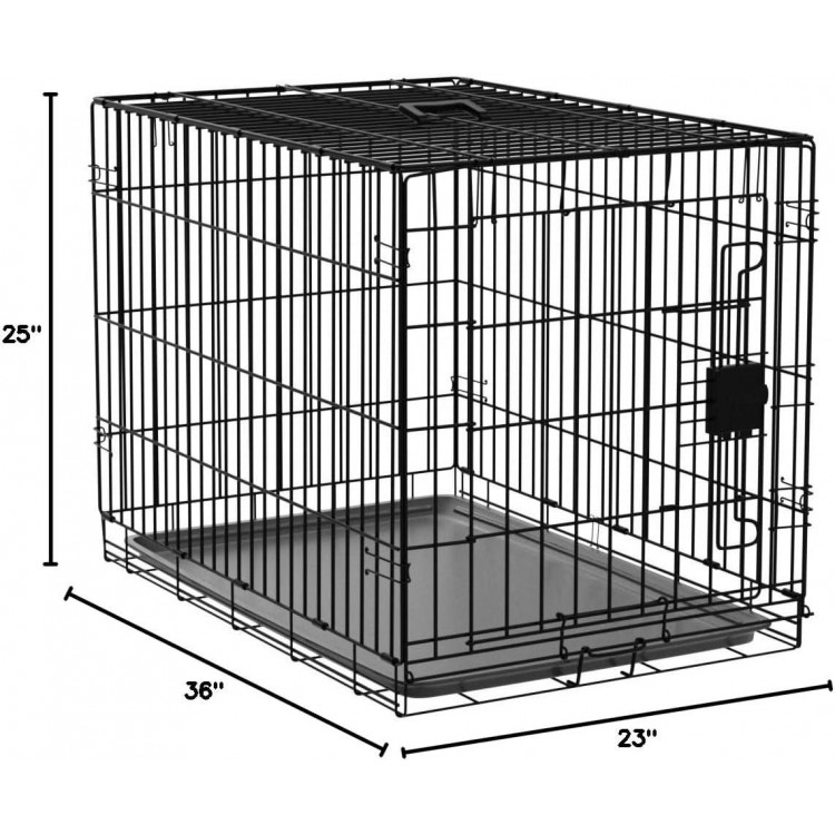 Amazon Basics - Durable, Foldable Metal Wire Dog Crate with Tray, Single Door, 36 x 23 x 25 Inches, Black