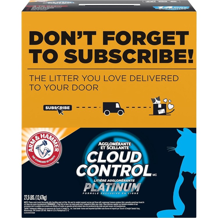 Arm & Hammer Cloud Control Platinum Multi-Cat Clumping Cat Litter with Hypoallergenic Light Scent, 14 Days of Odor Control, 27.5 lbs, Online Exclusive Formula