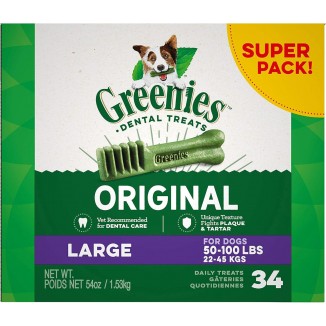 Greenies Original Large Natural Dental Care Dog Treats, 54 oz. Pack (34 Treats)