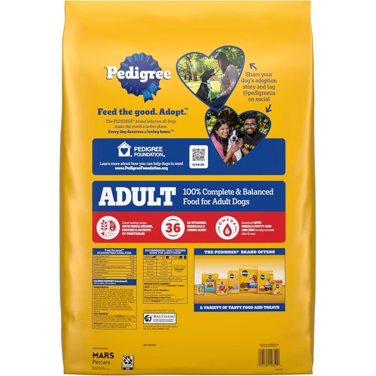 Pedigree Complete Nutrition Adult Dry Dog Food, Grilled Steak & Vegetable Flavor, 18 lb. Bag