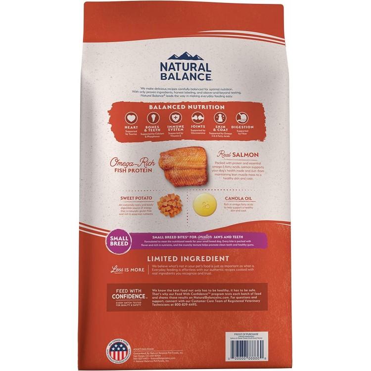 Natural Balance Limited Ingredient Small Breed Adult Grain-Free Dry Dog Food, Salmon & Sweet Potato Recipe, 4 Pound (Pack of 1)