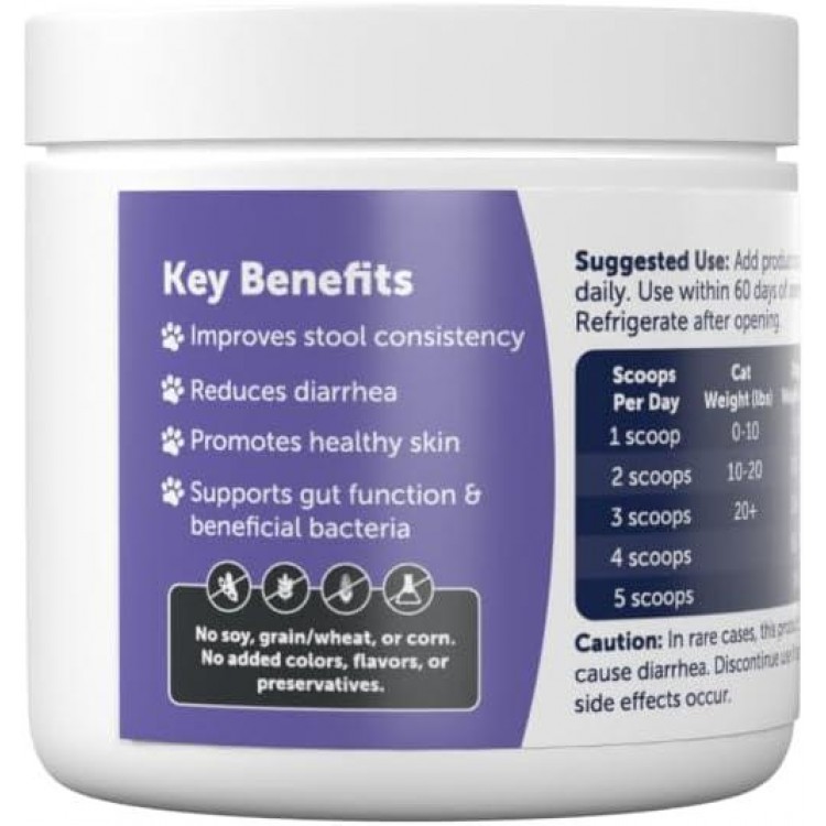 Pet Probiotics - S. boulardii + FOS Probiotic and Prebiotic Powder for Dogs and Cats 60g