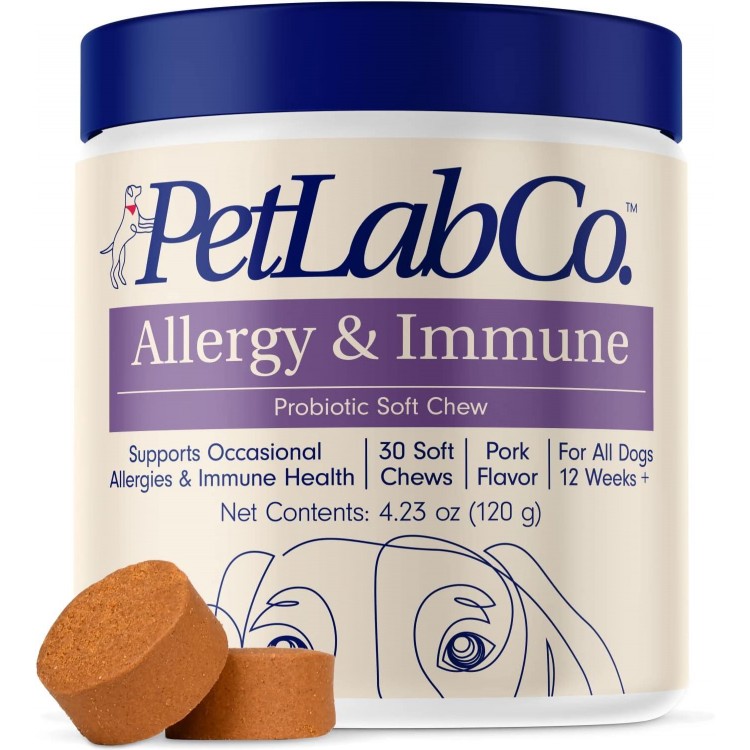 PetLab Co. Allergy & Immune Probiotics for Dogs, Support Seasonal Allergies, Gut & Digestive Health - Pork Flavor - 30 Soft Chews