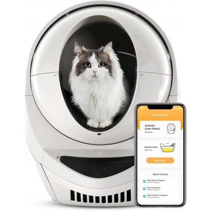 Litter-Robot 3 Connect by Whisker, Beige - Automatic, Self-Cleaning Cat Litter Box, Helps Reduce Litter Box Odors, Works with Almost Any Clumping Litter, WhiskerCare 1-Year Warranty