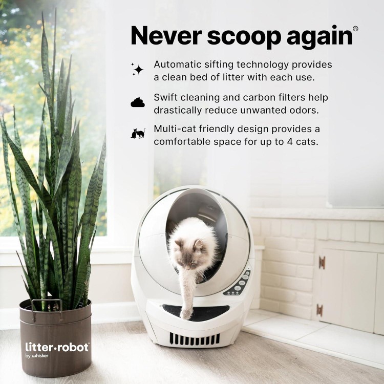 Litter-Robot 3 Connect by Whisker, Beige - Automatic, Self-Cleaning Cat Litter Box, Helps Reduce Litter Box Odors, Works with Almost Any Clumping Litter, WhiskerCare 1-Year Warranty