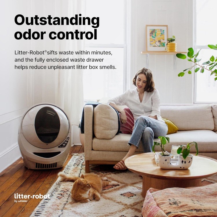 Litter-Robot 3 Connect by Whisker, Beige - Automatic, Self-Cleaning Cat Litter Box, Helps Reduce Litter Box Odors, Works with Almost Any Clumping Litter, WhiskerCare 1-Year Warranty