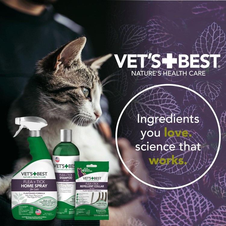 Vet's Best Flea and Tick Home Spray for Cats - Flea Treatment for Cats and Home - Plant-Based Formula - Certified Natural Oils - 32 oz