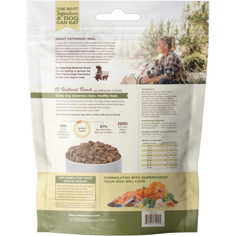 by Katherine Heigl- Superfood Complete Beef Formula Adult Dog Food, Air-Dried, High Protein, Zero Fillers, Superfood Nutrition (24 oz.)