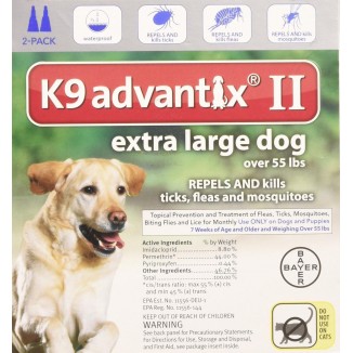 Bayer K9 Advantix II, Flea and Tick Control Treatment for Dogs, Over 55 Pound, 2-Month Supply