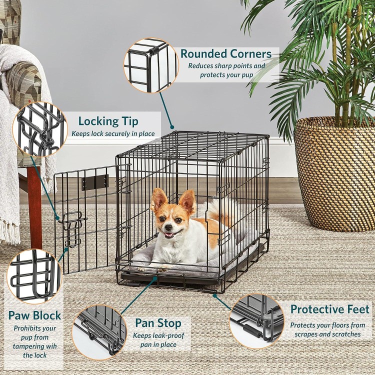 MidWest Homes for Pets Dog Crate | Newly Enhanced Life Stages XS Folding Metal Divider Panel, Floor Protecting Feet, Leak-Proof Pn 23L x 13.63W 16H inches, Breed.