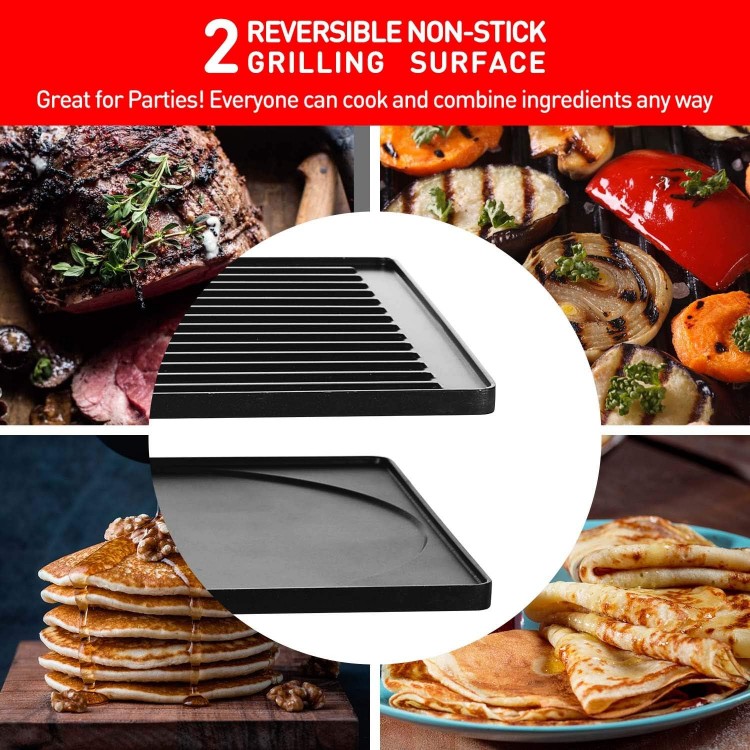 Raclette Grill, Techwood Electric Table Indoor Grill Korean BBQ Grill, Removable 2-in-1 Non-Stick Grill Plate, 1500W Fast Heating with 8 Cheese Melt Pans, Ideal for Parties and Family Fun