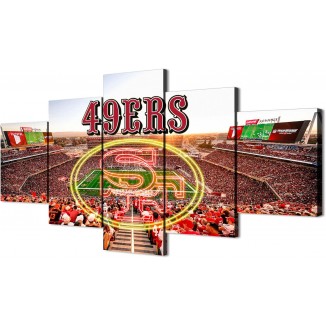 generic (60X100CM/5PCS) Framed Canvas Print Original Poster - San Francisco Stadium With 49ers Neon Sign - American football Wall Art for Home and Office Decor