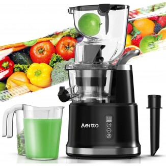 Aeitto Cold Press Juicer, Juicer Machines with 3.3 Large Feed Chute,Large Capacity,High Juice Yield,Slow Masticating Juicer for Fruits and Vegetables, Self Feeding for Juice Extractor,BPA-Free,Black