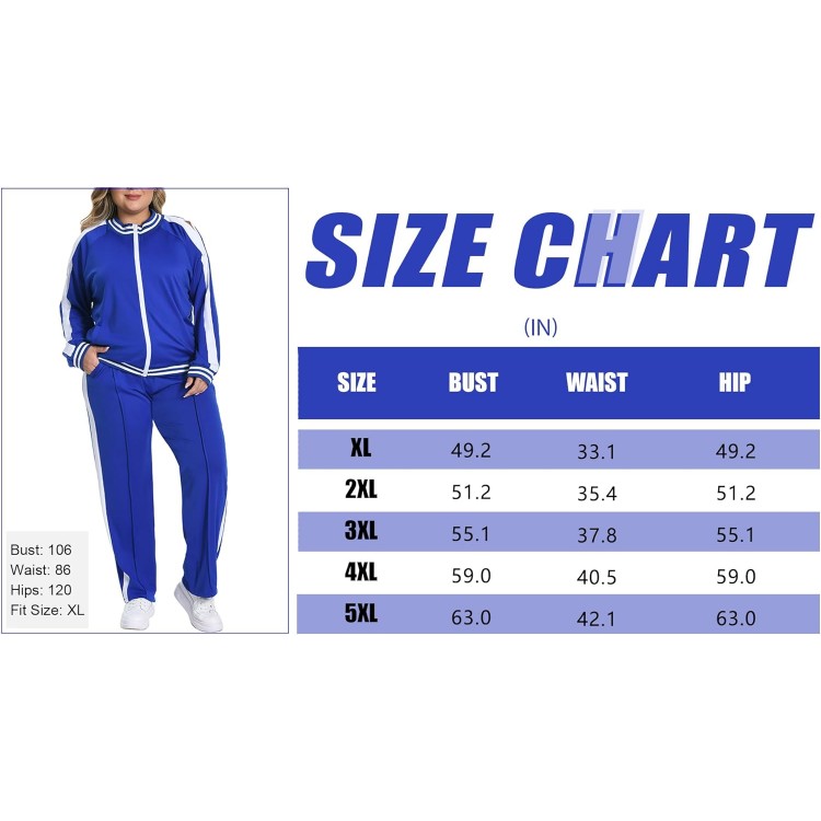 UOUA Women's Plus Size Jogging Suit 2 Piece Outfit Sets Track Pants & Sweat Shirts Two Piece Track Suit Sweatsuits