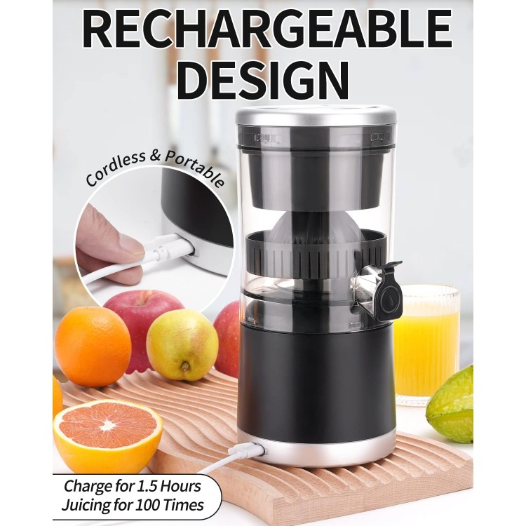 Electric Juicer Rechargeable - Citrus Juicer Machines with USB and Cleaning Brush Portable Juicer for Orange, Lemon, Grapefruit