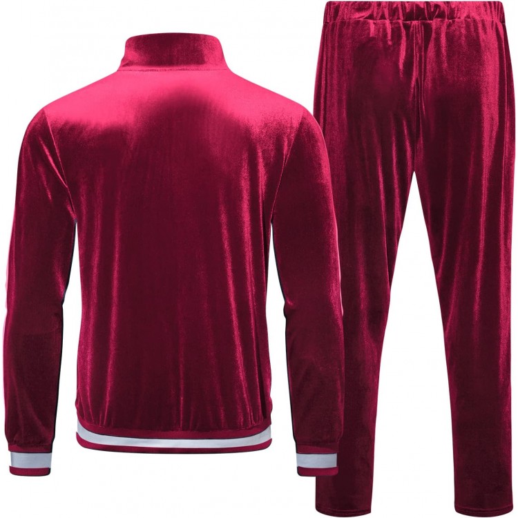 RPOVIG Velour Tracksuit Sweatsuit Velvet:Men's Jogging track suit 2 Pieces Set Zip Up Sweatshirts Jacket Pants With Pockets