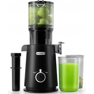 Juicer Machines, ECOSELF Cold Press Juicer with 4.35 Large Feed Chute Fit Whole Fruits and Vegetables, Easy to Clean, Masticating Juicer Self Feeding Effortless for Batch Juicing, High Juice Yield