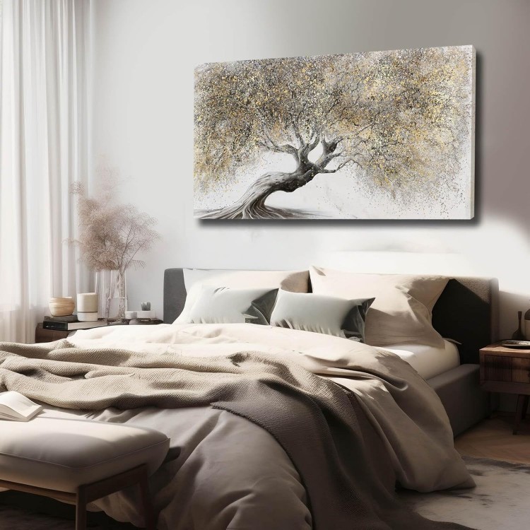 Gold Wall Art for Living Room Big Tree Prints on Canvas Wall Decorations Artwork Nature Painting 24x 48 Bedroom Home Decor Dining Room Hanging Wall Pictures