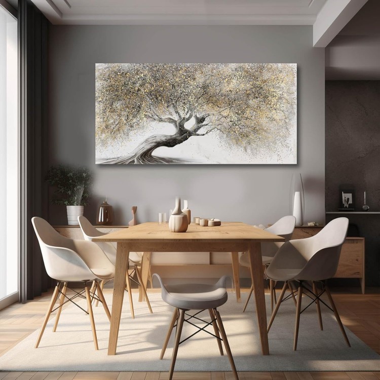 Gold Wall Art for Living Room Big Tree Prints on Canvas Wall Decorations Artwork Nature Painting 24x 48 Bedroom Home Decor Dining Room Hanging Wall Pictures