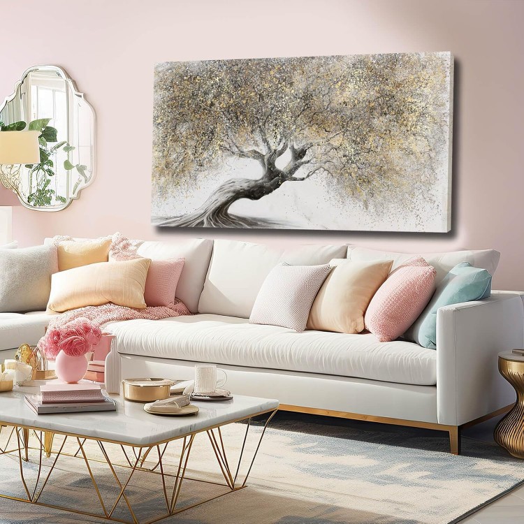 Gold Wall Art for Living Room Big Tree Prints on Canvas Wall Decorations Artwork Nature Painting 24x 48 Bedroom Home Decor Dining Room Hanging Wall Pictures