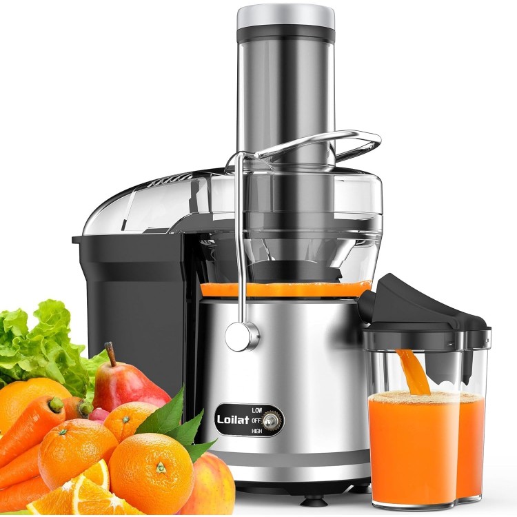 Juicer Machine, 1200W Juicer with 3 Feed Chute for Whole Fruits and Veg, Dual Speeds Centrifugal Juice Extractor, High Juice Yield, Full Copper Motor, Easy to Clean, BPA Free (Black)