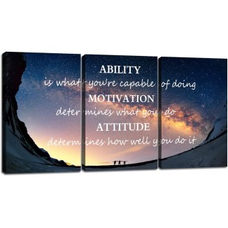 Yetaryy Large Canvas Quotes Wall Art Ability Motivation Attitude Inspirational Saying Posters and Prints 3 Piece Home Decor Entrepreneur Office Words Quote Decoration Ready to Hang - 48 W x 24 H