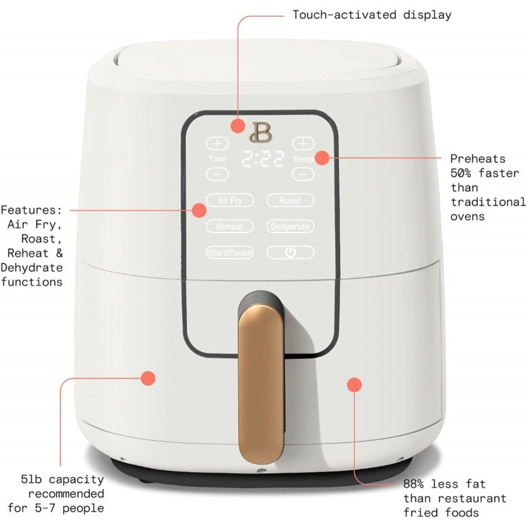 Quart Touchscreen Air Fryer, White Icing by Drew Barrymore