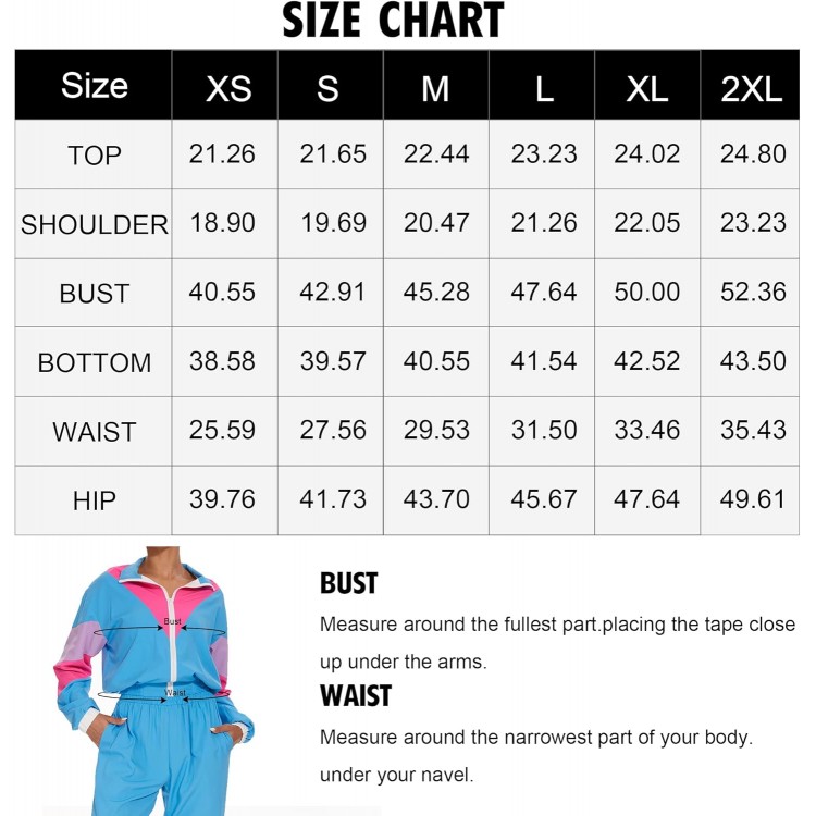 UOUA Women's Color Block 2 Piece 80s 90s Outfits Long Sleeve Windbreaker Jacket Tracksuit Set