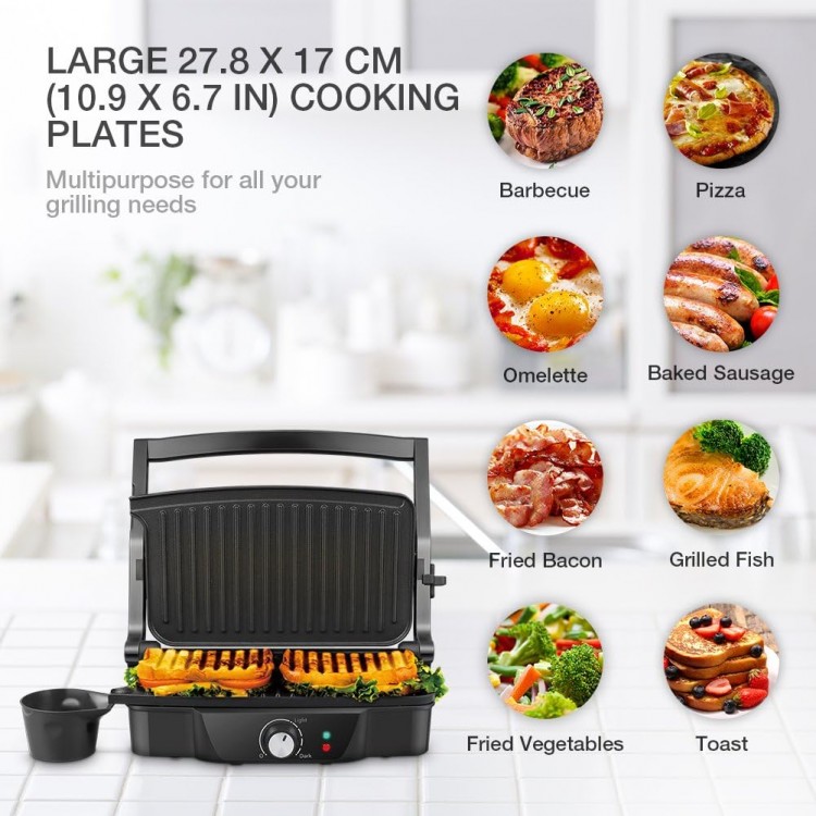 Panini Maker, iSiLER 2 Slice Panini Press Grill, Sandwich Maker Non-Stick Coated Plates, Opens 180 Degrees for Panini