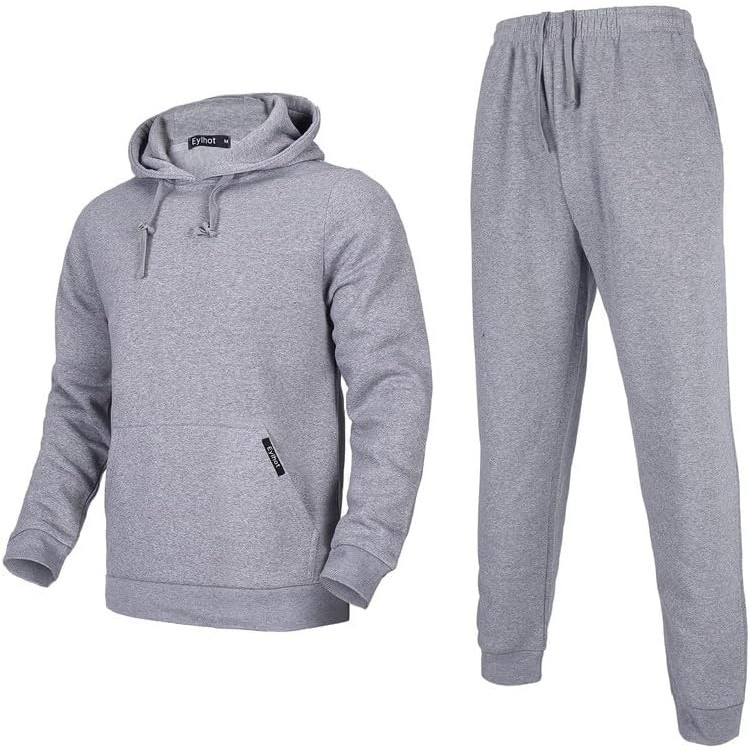 Men's Tracksuit 2 Piece Sweatsuit Set Long Sleeve Pullover Athletic Suit Hoodies Casual Sport Jogging Suits With Pockets(Grey 4XL)