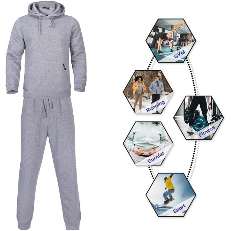 Men's Tracksuit 2 Piece Sweatsuit Set Long Sleeve Pullover Athletic Suit Hoodies Casual Sport Jogging Suits With Pockets(Grey 4XL)