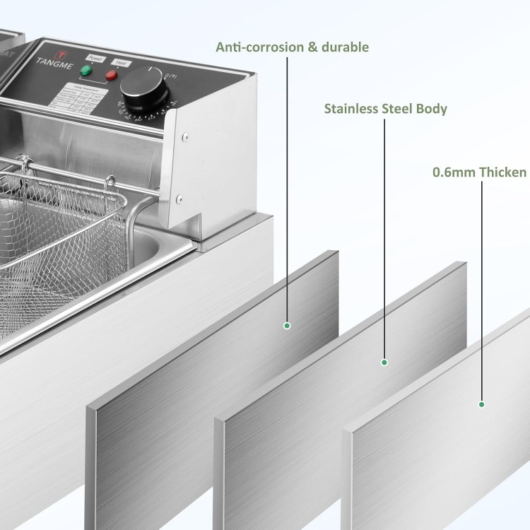 Commercial Deep Fryer - 3400W Electric Deep Fryers with 2x6.35QT Baskets 0.8mm Thickened Stainless Steel Countertop Oil Fryer 20.7QT Large Capacity with Temperature Limiter (12L)