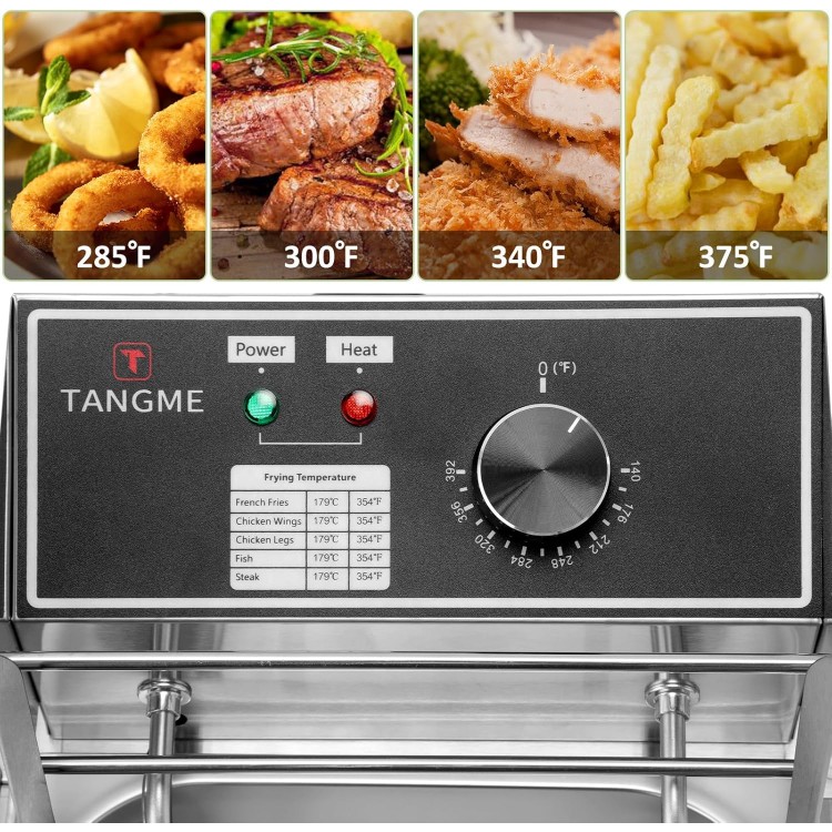 Commercial Deep Fryer - 3400W Electric Deep Fryers with 2x6.35QT Baskets 0.8mm Thickened Stainless Steel Countertop Oil Fryer 20.7QT Large Capacity with Temperature Limiter (12L)