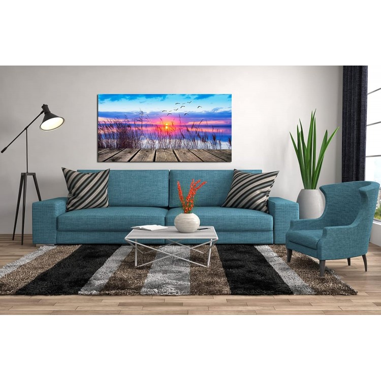 XXMWallArtFC2375 Wall Art Leisure and Free Time On The lake Framed Canvas Prints Painting Sunset Landscape Pictures Ready to Hang for Living Room Bedroom Kitchen Home and Office Wall Decor