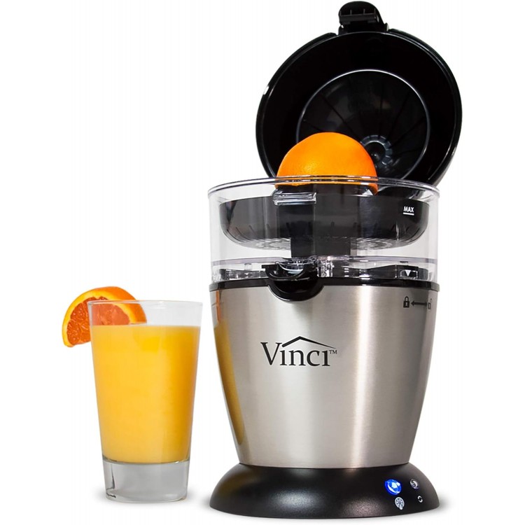 Vinci Hands Free Electric Citrus Juicer, 1-Button Juicer Machine, Orange Lime Grapefruit Lemon Squeezer, Easy to Clean Orange Juicer Squeezer, Black/Stainless Steel