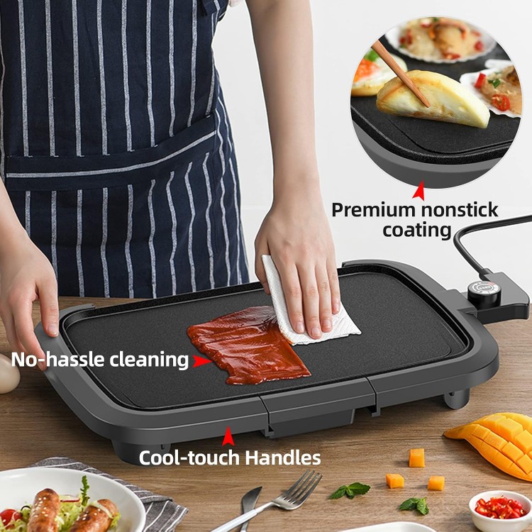 Aoran Pancake Indoor Grill Electric 22 inch Extra Large Electric Griddle,Family sized Griddle Electric Non-stick for Pancakes,Burgers, Quesadillas,Breakfast, Lunch,Cast Aluminum Griddle JP-001D 1600W