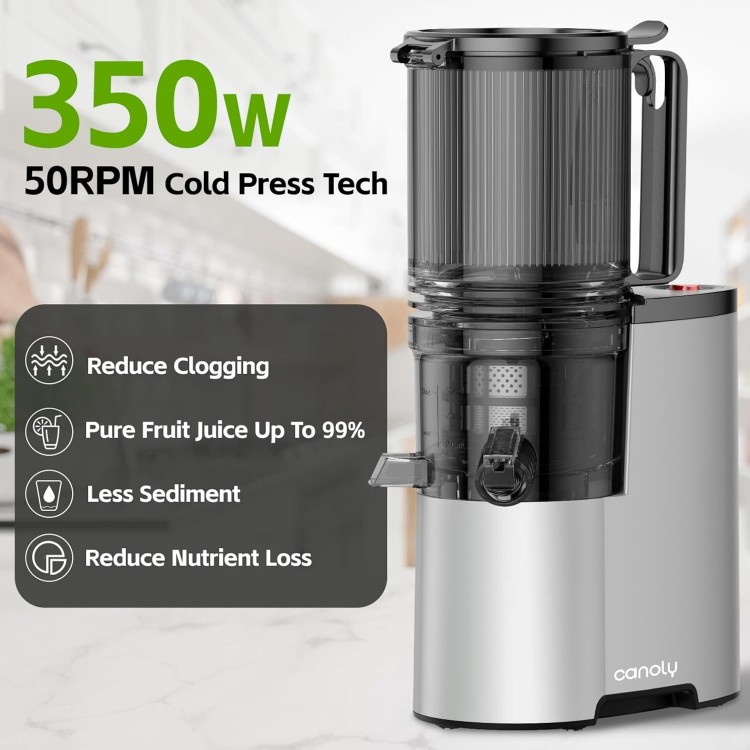 Cold Press Juicer, 5.4 Extra Large Feed Chute Fit Whole Fruits & Vegetables, 350W Professional Slow Masticating Juicer Machines, Easy to Clean