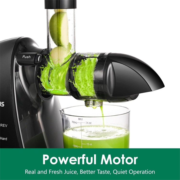 Slow Masticating Juicer,Brecious Cold Press Juicer with 2 Speed Modes & Quiet Motor,Juicer Machines Vegetable and Fruit with Reverse Function,Celery Juicer,BPA-Free,Easy to Clean (Black)