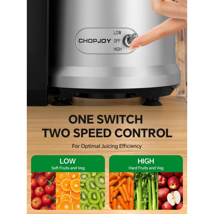 Juicer, 1200W Juicer Machine with 3 Feed Chute for Whole Fruits and Vegs, Dual Speeds Centrifugal Juice Extractor, High Juice Yield, Full Copper Motor, Easy to Clean, BPA Free