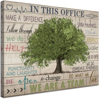 Inspirational Quotes Wall Art Prints Motivational Sayings Wall Decor Rustic Green Tree Picture Posters Framed Canvas Wall Décor for School Office Classroom College Decoration, 20x24 Inch