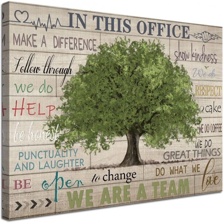 Inspirational Quotes Wall Art Prints Motivational Sayings Wall Decor Rustic Green Tree Picture Posters Framed Canvas Wall Décor for School Office Classroom College Decoration, 20x24 Inch