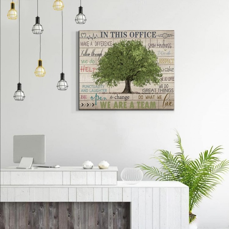 Inspirational Quotes Wall Art Prints Motivational Sayings Wall Decor Rustic Green Tree Picture Posters Framed Canvas Wall Décor for School Office Classroom College Decoration, 20x24 Inch