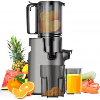 LQZ Cold Press Juicer,Slow Masticating Juicer Machines,5.3 Large Bore Feed Chute Fit Whole Vegetables and Fruits,350W Juice Extractor Machine,Easy to Clean Juicer(Black)