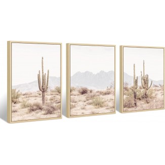 Sonoran Desert Landscape Wall Art Cactus Wall Art Decor Saguaro Cactus Pictures Wall Art Cactus Canvas Prints Cactus Artwork Cactus for Wall Cactus Painting for Home Room Decor 16x24x3 Inch FRAMED